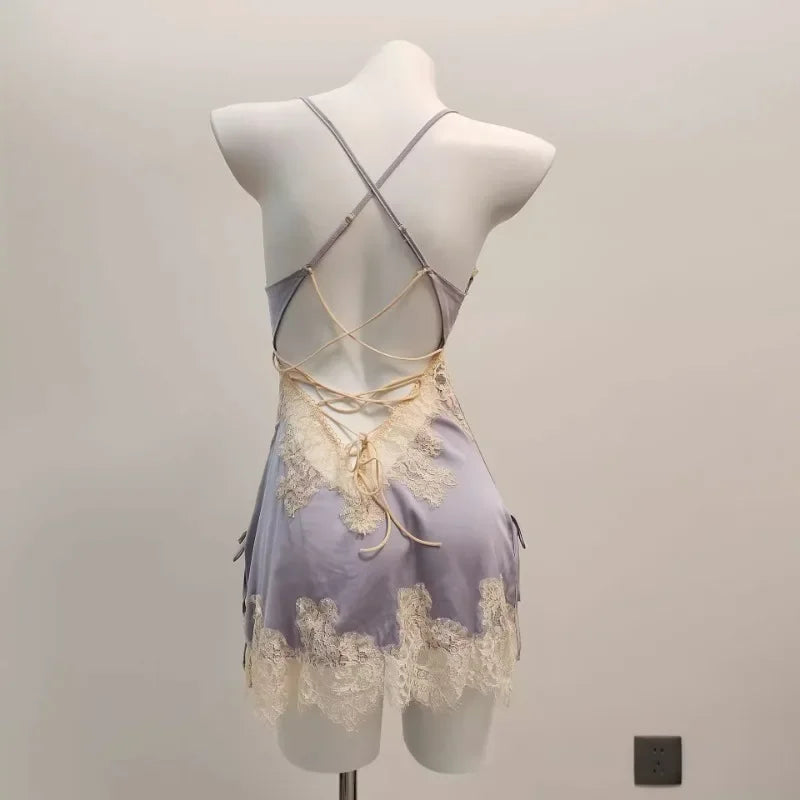 Sexy Ice Silk Lace Pajamas