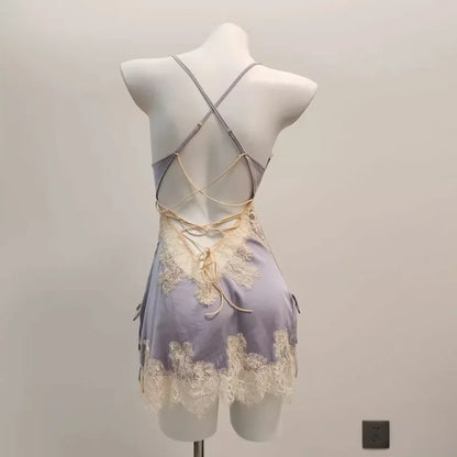 Sexy Ice Silk Lace Pajamas