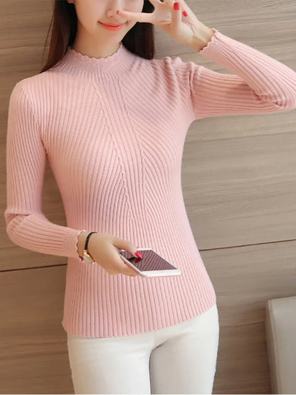 Ruffled Mock Neck Sweater