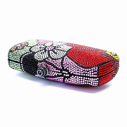 Women Floral Rhinestone Evening Clutch