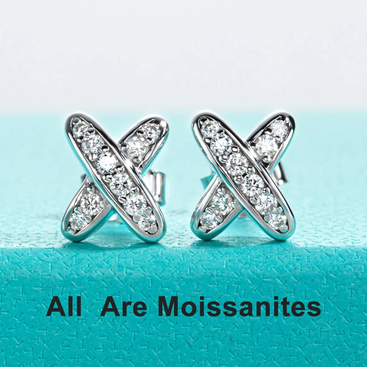Cross Moissanite Stud Earrings