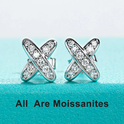 Cross Moissanite Stud Earrings