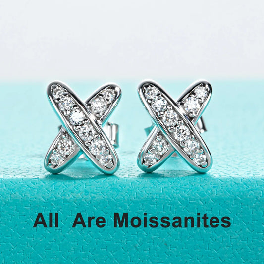 Cross Moissanite Stud Earrings