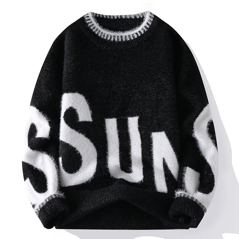 Retro Letter Knit Sweater