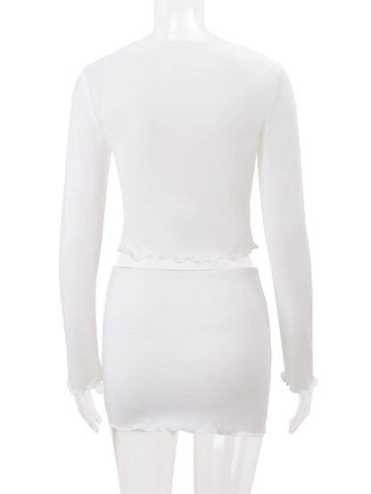 White Ruffle Mini Dress – Sexy Bodycon