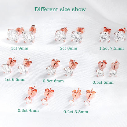 18K Plated 0.1-3CT Moissanite Stud Earrings