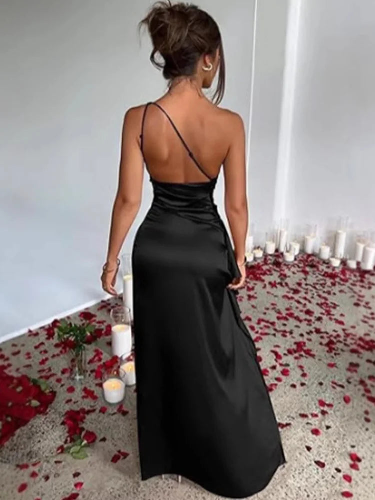 Asymmetrical Slit Party Dress