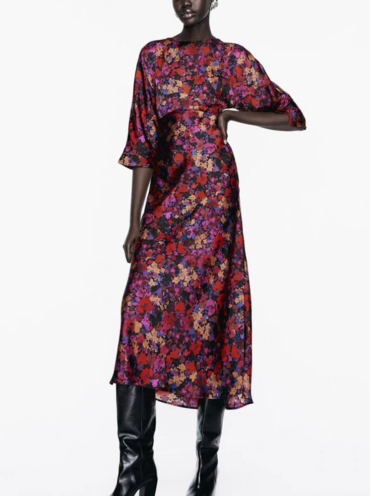 Floral Pleated Maxi Dress