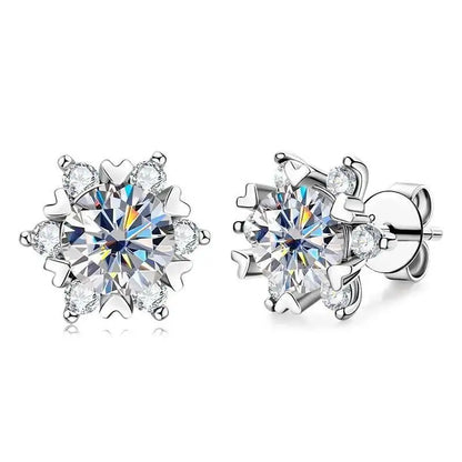 Snowflake Moissanite Stud Earrings
