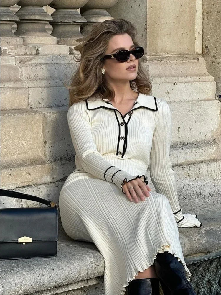 Knitted Ruffle Maxi Dress