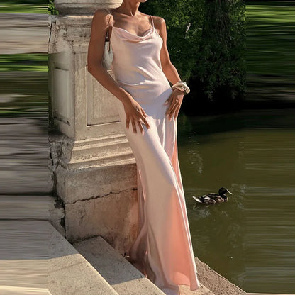 Backless Square Collar Maxi Dress