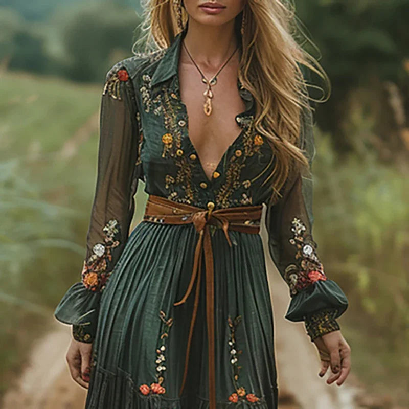 Boho Retro Floral Maxi Dress