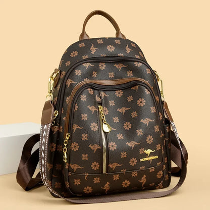 Soft Leather Women Travel Backpack