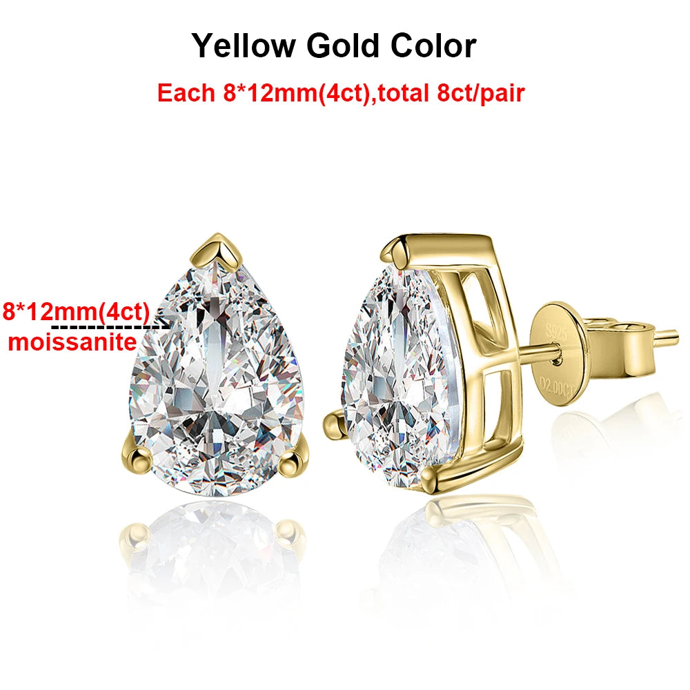 Pear Cut Moissanite Stud Earrings