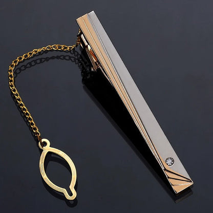 Gold Tie Clip With Chain