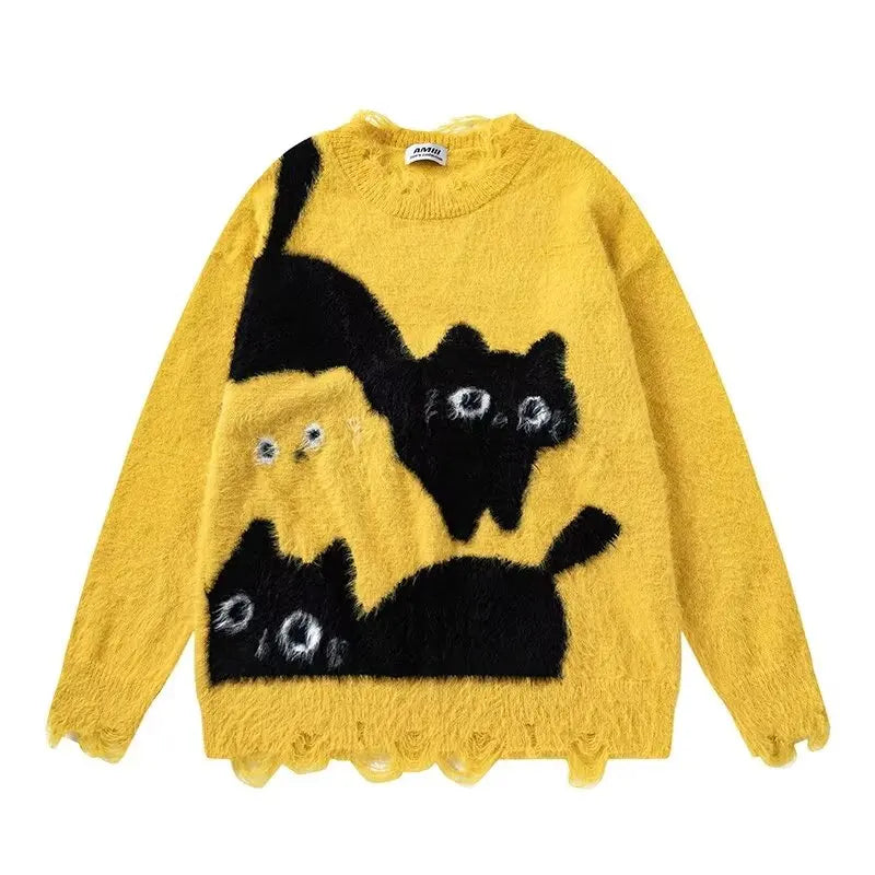 Cat Pattern Retro Sweater