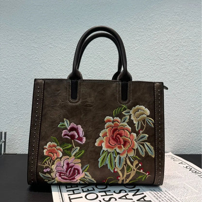 Embroidered Floral Shoulder Bag