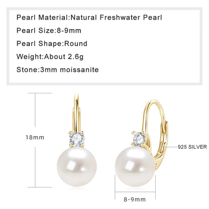 Sterling Silver Pearl Hoop Earrings