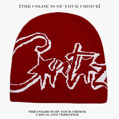 Leopard Print Letter Knit Beanie