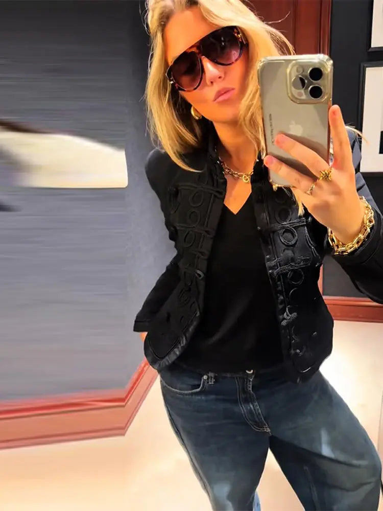 Patchwork Knit Blazer