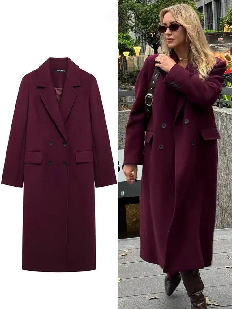Burgundy Double Breasted Coat