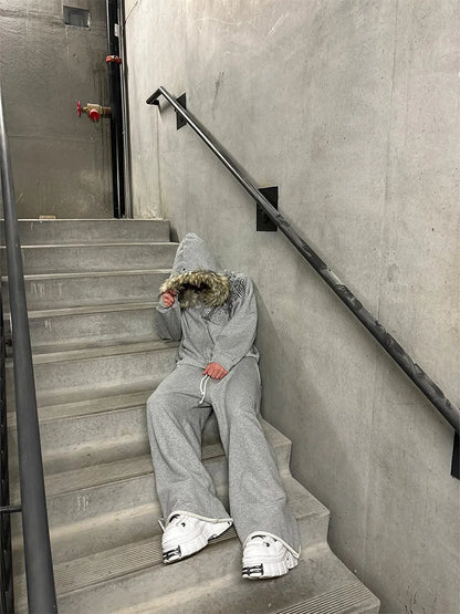 Y2K Graphic Fur Hoodie