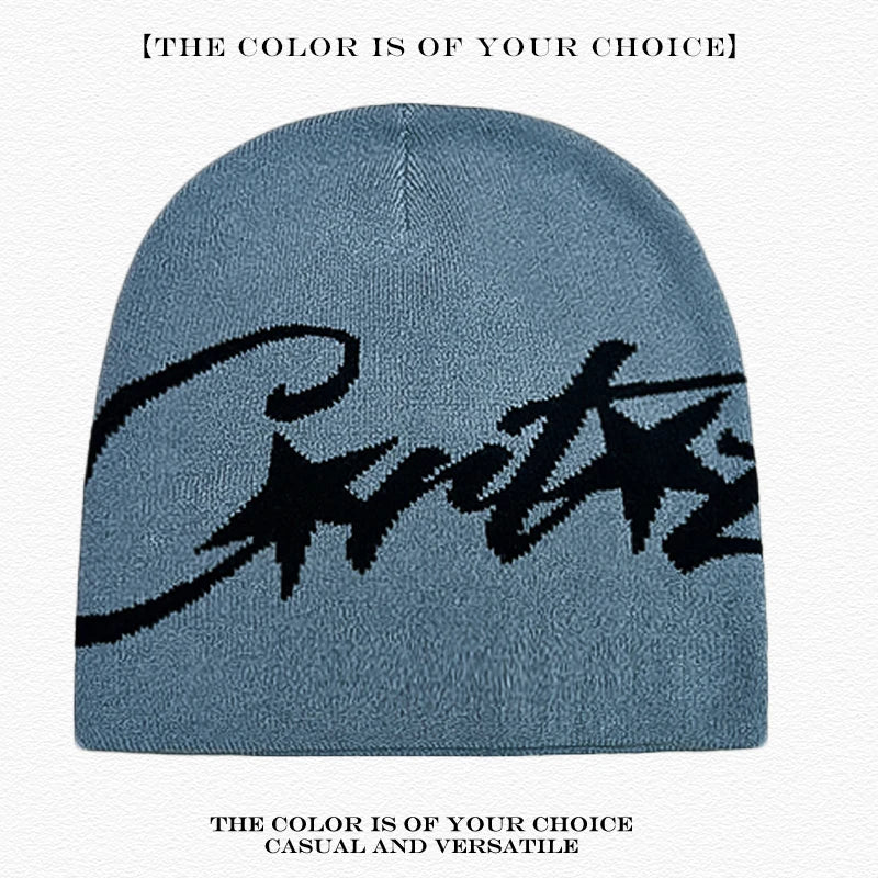 Leopard Print Letter Knit Beanie