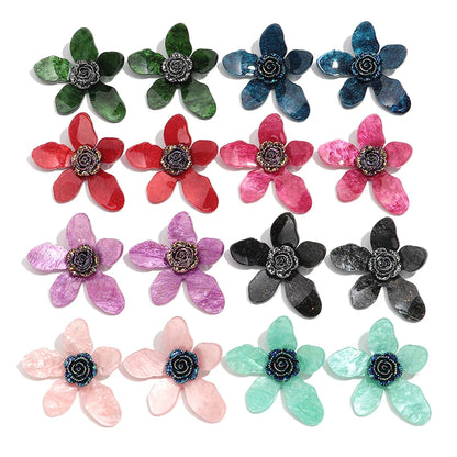 Large flower statement earrings