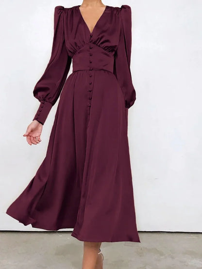 Elegant Satin A-Line Midi Dress