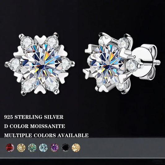 Snowflake Moissanite Stud Earrings