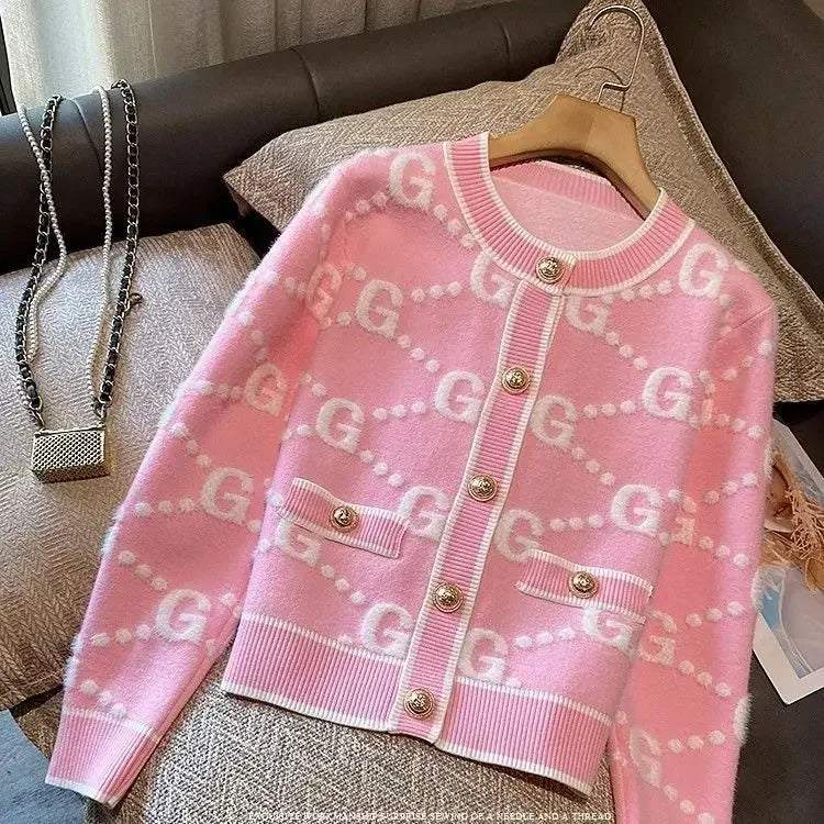 Letter Patchwork Knit Cardigan