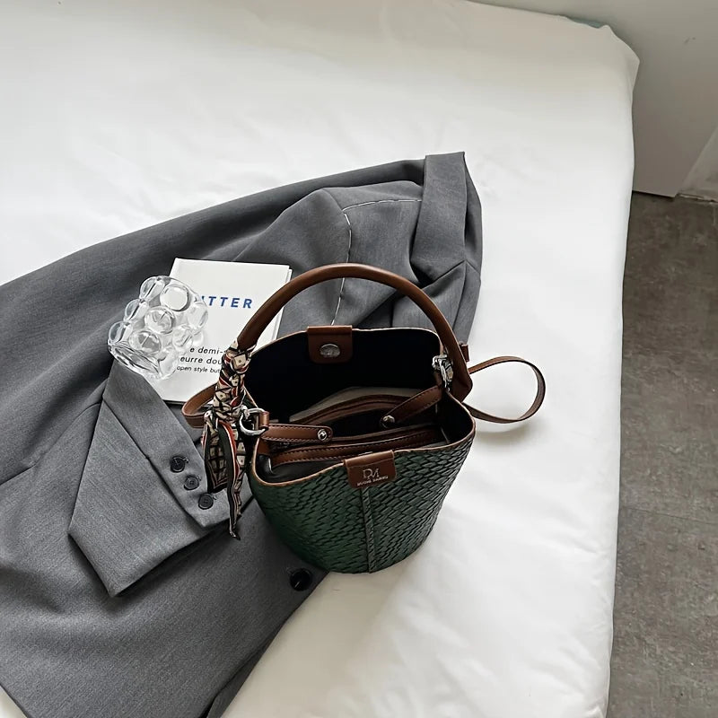 Woven Bucket Shoulder Bag