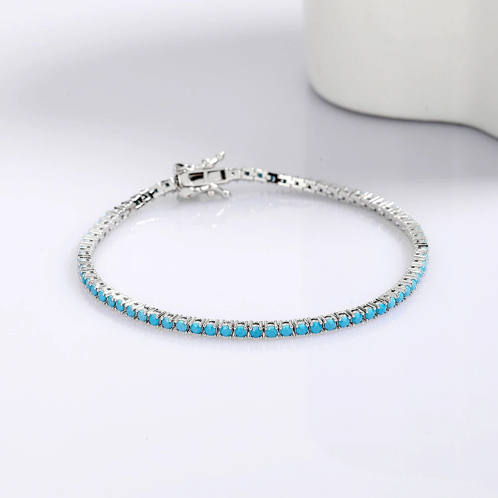 Turquoise Silver Tennis Bracelet