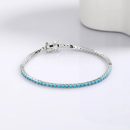 Turquoise Silver Tennis Bracelet