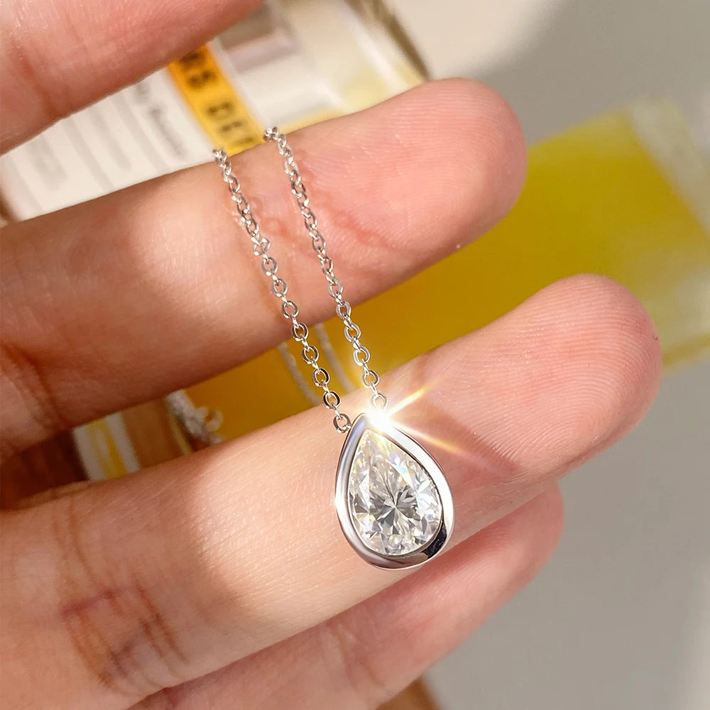 Pear Moissanite Necklace
