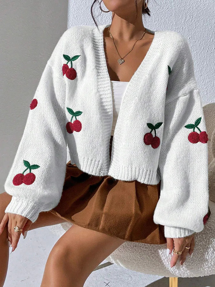 Cherry Embroidery Cardigan
