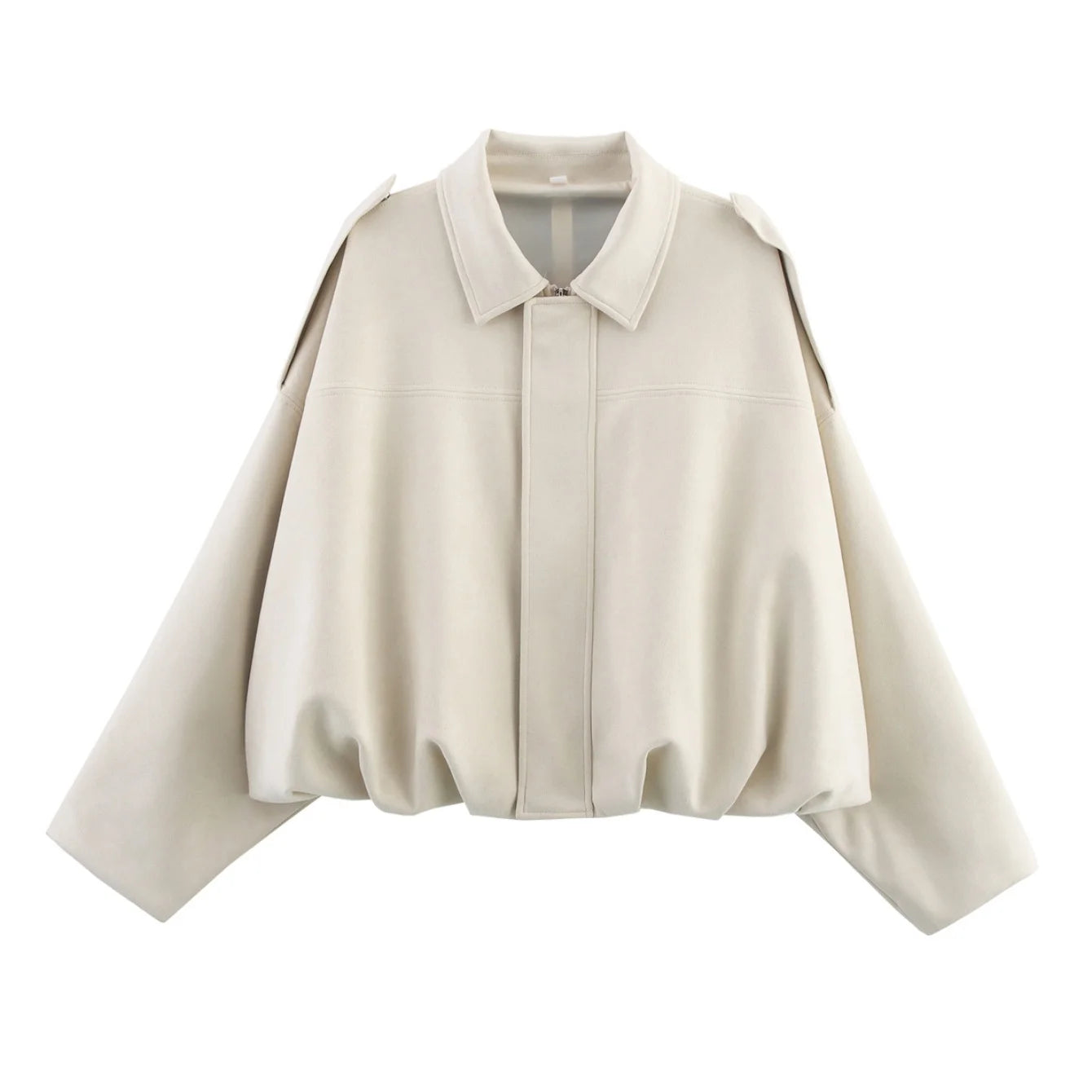 Beige Oversize Bomber