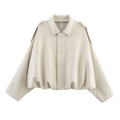 Beige Oversize Bomber