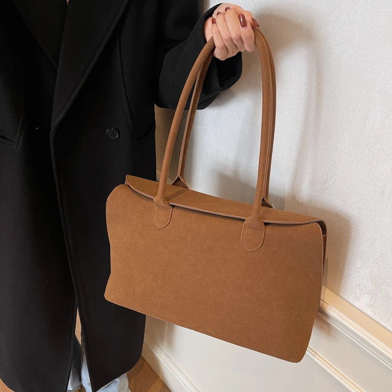 Faux Suede Business Shoulder Bag