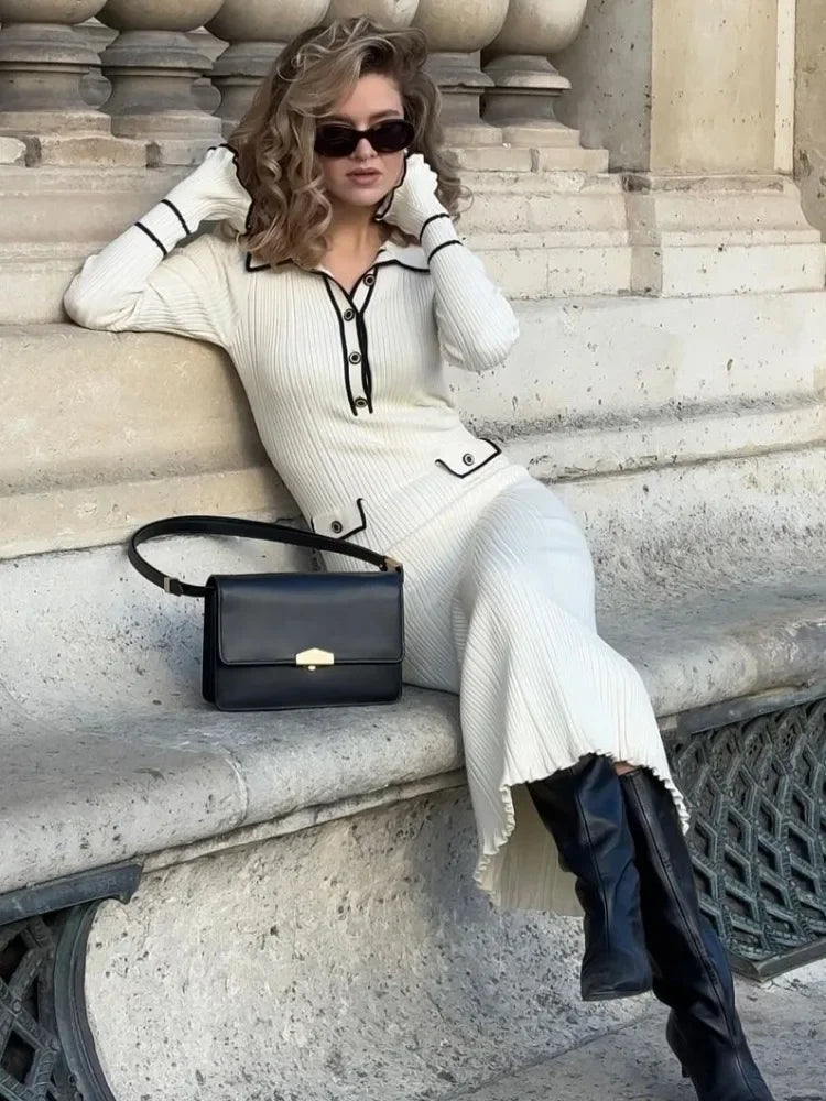 Knitted Ruffle Maxi Dress