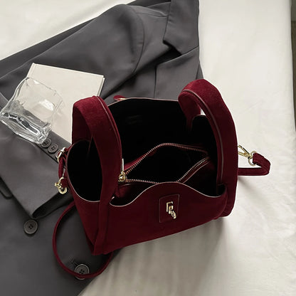 Frosted Suede Bucket Bag