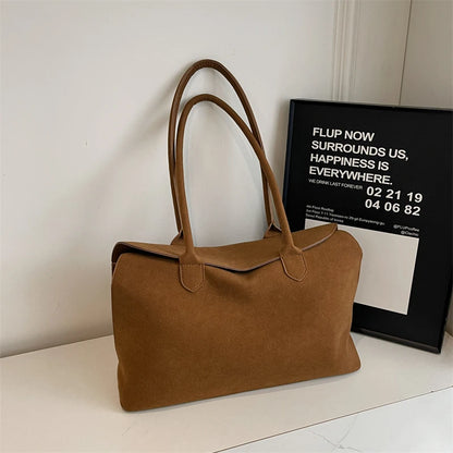 Faux Suede Business Shoulder Bag