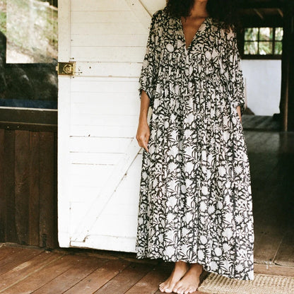 Floral V-Neck Swing Dress