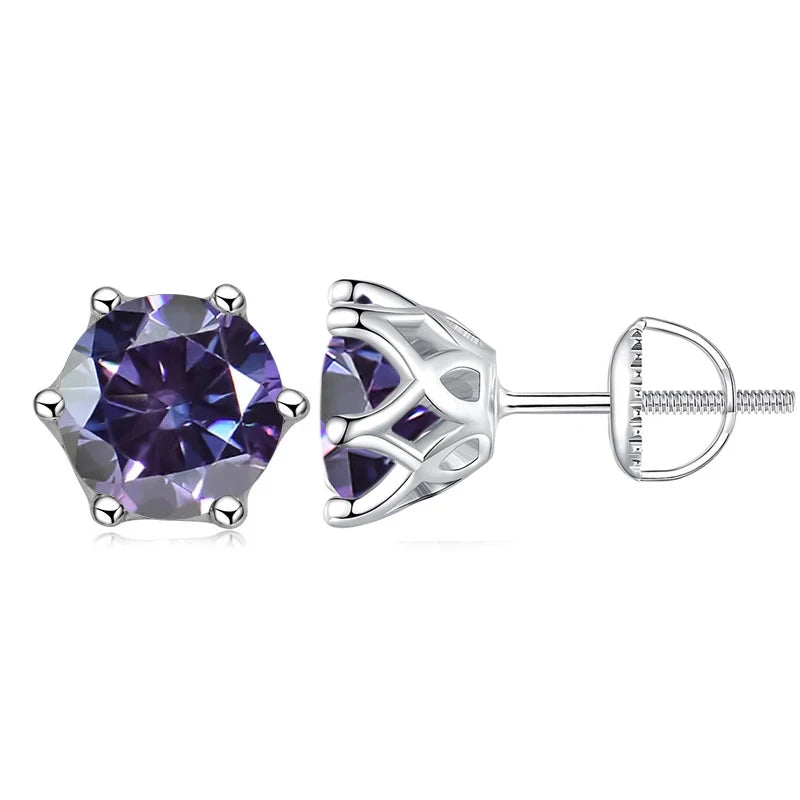 Colorful Moissanite Stud Earrings