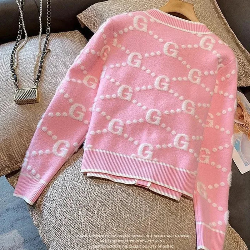 Letter Patchwork Knit Cardigan