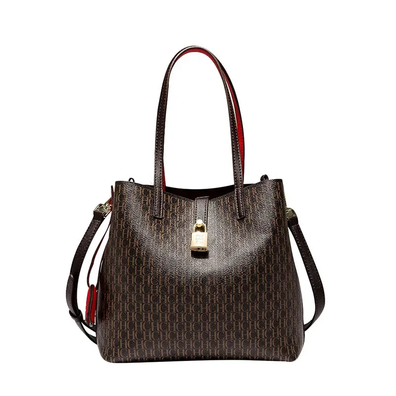 Letter Print Leather Crossbody Bag