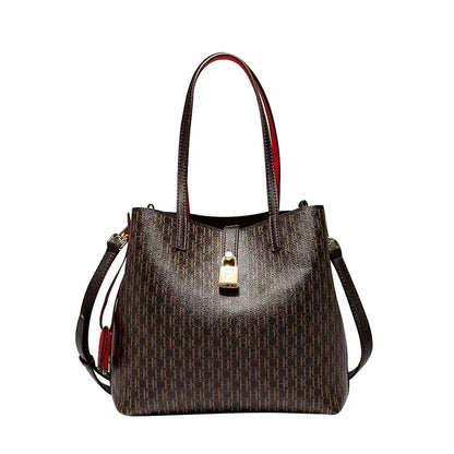Letter Print Leather Crossbody Bag