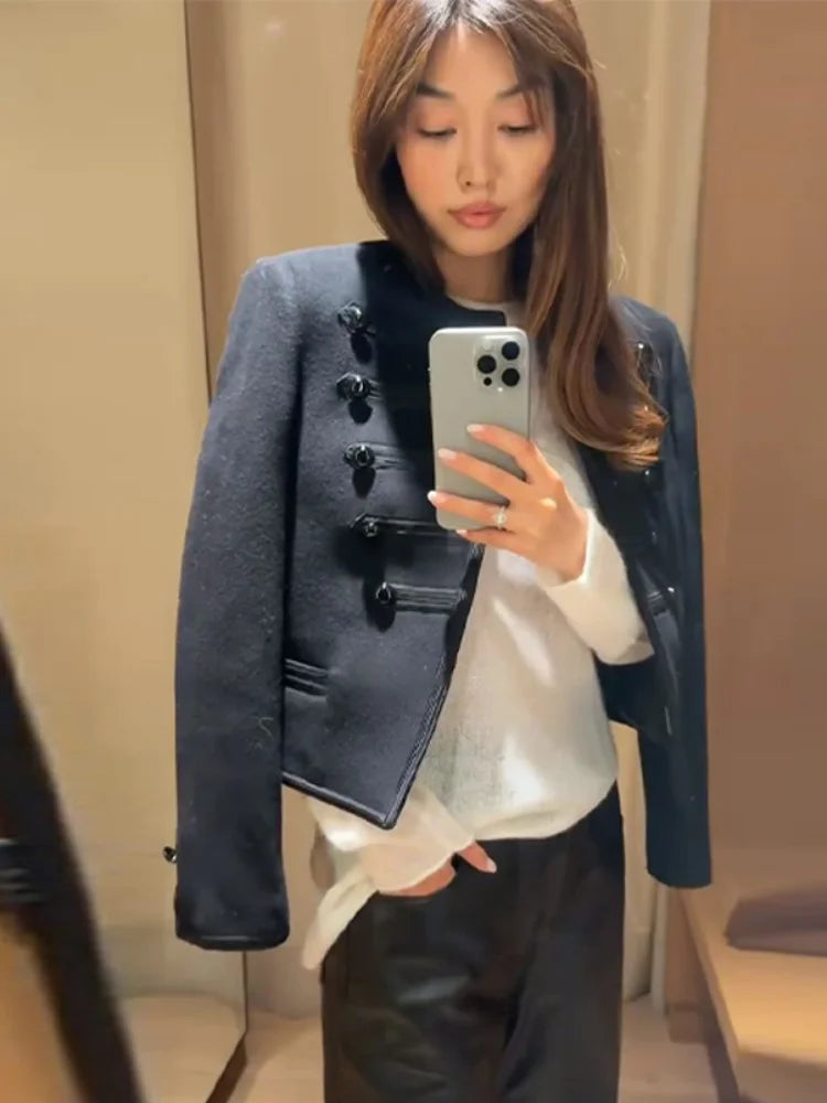 Patchwork Knit Blazer