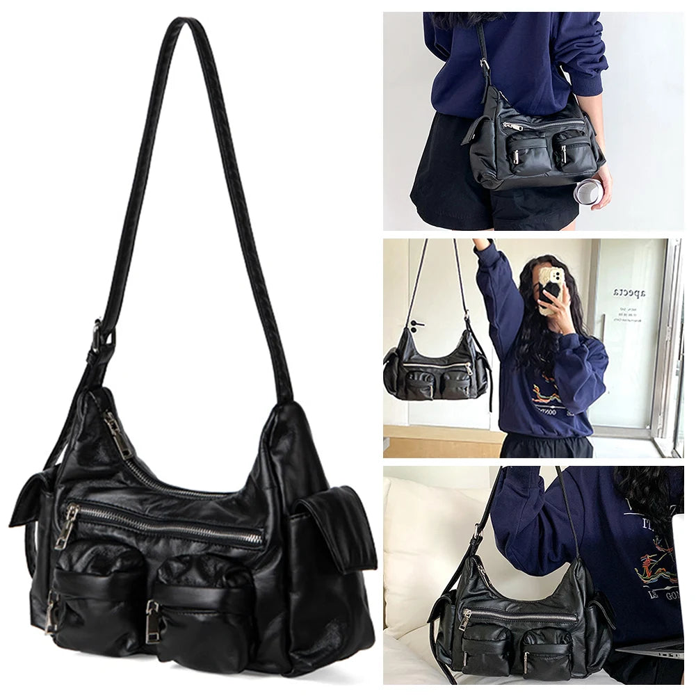 Women PU Leather Multi-Pocket Tote Bag