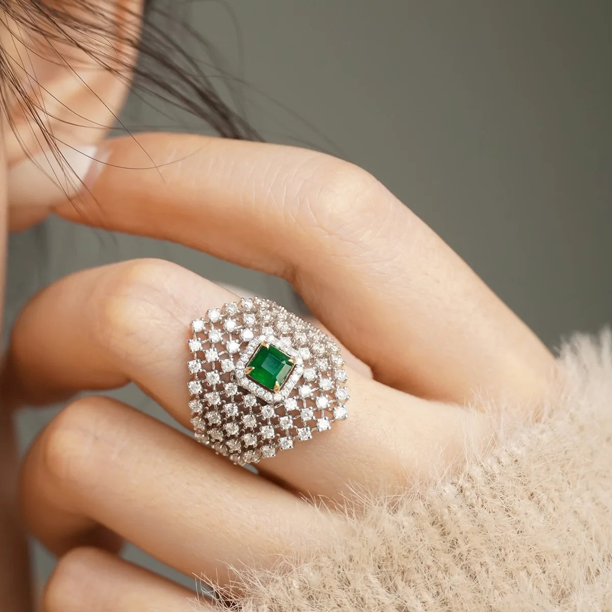 Emerald Geometry Ring